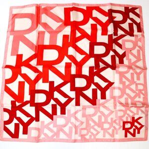 Vintage DKNY Silk Scarf, Red Pink White DKNY